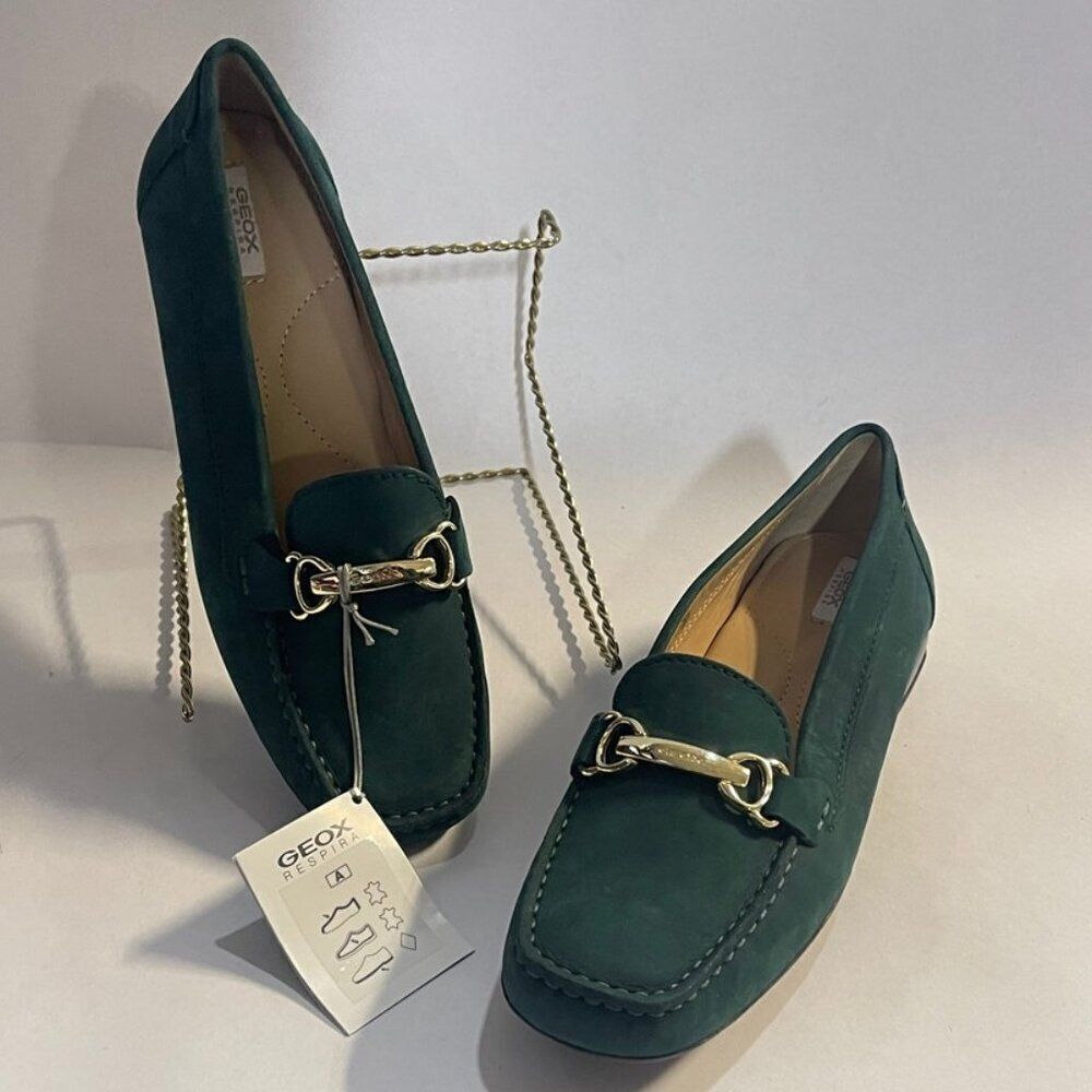 GEOX Respira Women's 6.5 Green Italian Driving Loafer - New